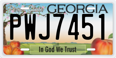 GA license plate PWJ7451