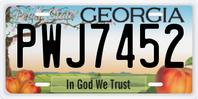 GA license plate PWJ7452