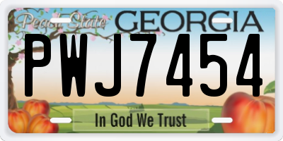 GA license plate PWJ7454