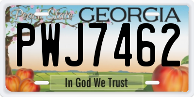 GA license plate PWJ7462
