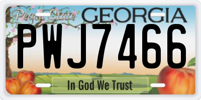 GA license plate PWJ7466