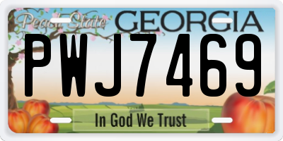 GA license plate PWJ7469