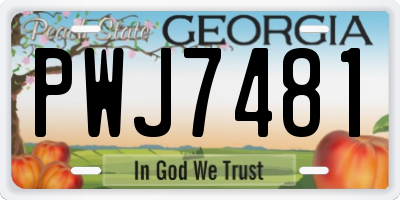 GA license plate PWJ7481