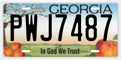 GA license plate PWJ7487