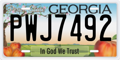 GA license plate PWJ7492