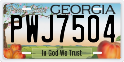 GA license plate PWJ7504