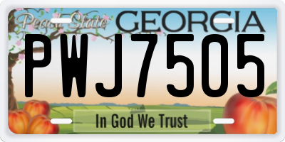 GA license plate PWJ7505