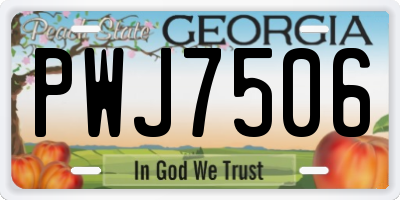 GA license plate PWJ7506
