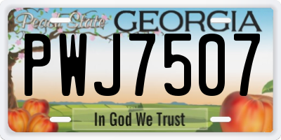 GA license plate PWJ7507
