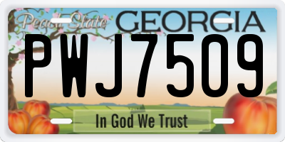 GA license plate PWJ7509