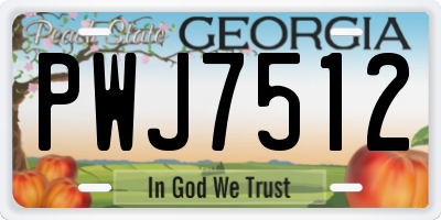 GA license plate PWJ7512