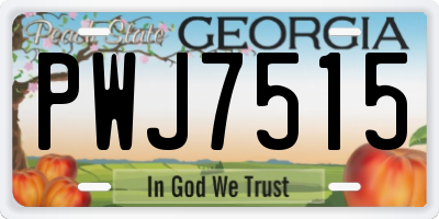 GA license plate PWJ7515