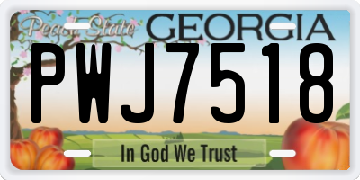 GA license plate PWJ7518