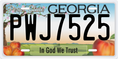 GA license plate PWJ7525