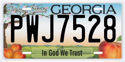 GA license plate PWJ7528