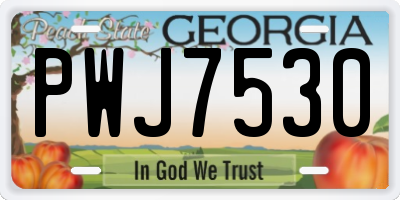 GA license plate PWJ7530