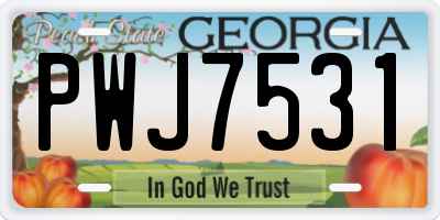 GA license plate PWJ7531