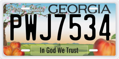 GA license plate PWJ7534