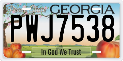 GA license plate PWJ7538