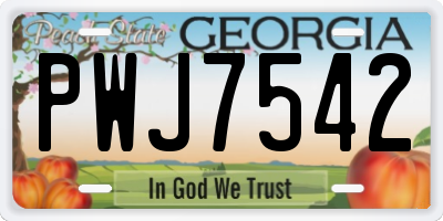GA license plate PWJ7542