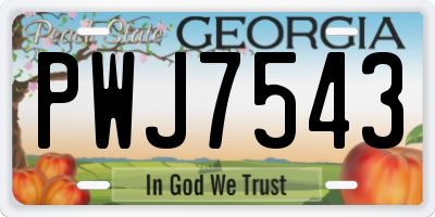 GA license plate PWJ7543