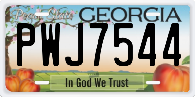 GA license plate PWJ7544