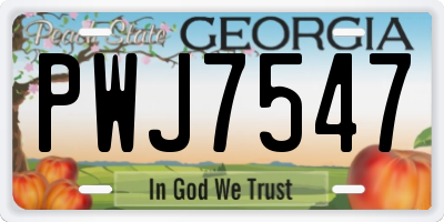GA license plate PWJ7547