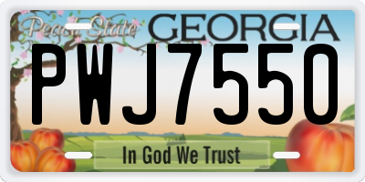 GA license plate PWJ7550