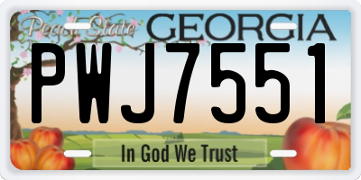 GA license plate PWJ7551