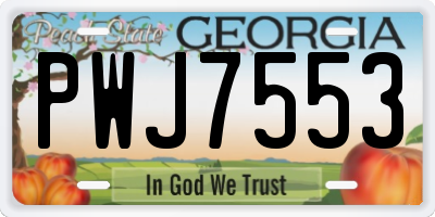 GA license plate PWJ7553