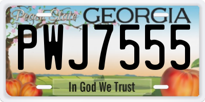 GA license plate PWJ7555