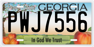 GA license plate PWJ7556