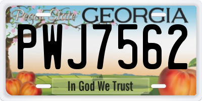 GA license plate PWJ7562