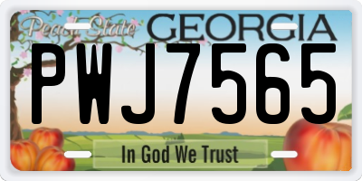 GA license plate PWJ7565
