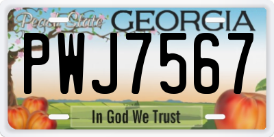 GA license plate PWJ7567