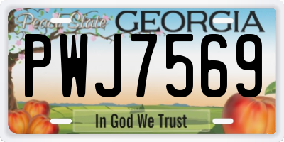 GA license plate PWJ7569