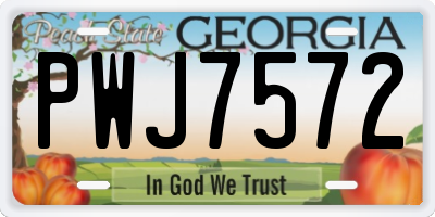 GA license plate PWJ7572