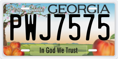 GA license plate PWJ7575