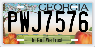GA license plate PWJ7576