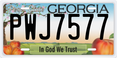 GA license plate PWJ7577