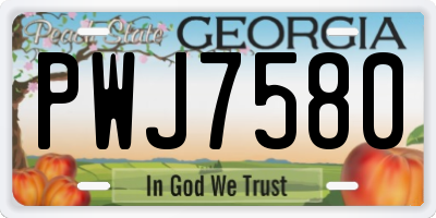 GA license plate PWJ7580