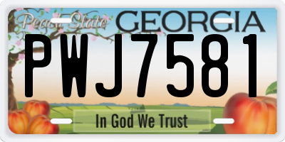GA license plate PWJ7581
