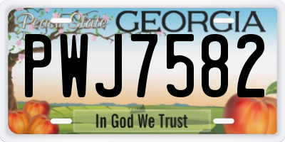 GA license plate PWJ7582