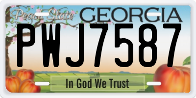 GA license plate PWJ7587