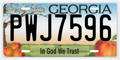 GA license plate PWJ7596