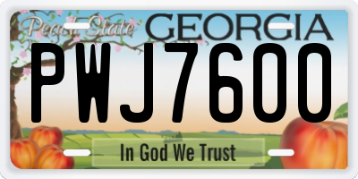 GA license plate PWJ7600