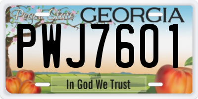 GA license plate PWJ7601