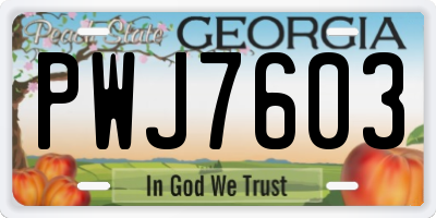 GA license plate PWJ7603
