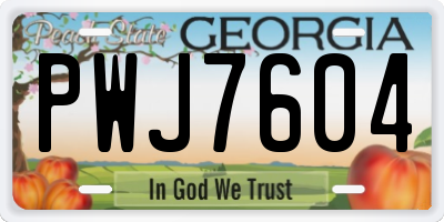 GA license plate PWJ7604