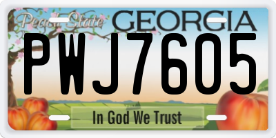 GA license plate PWJ7605
